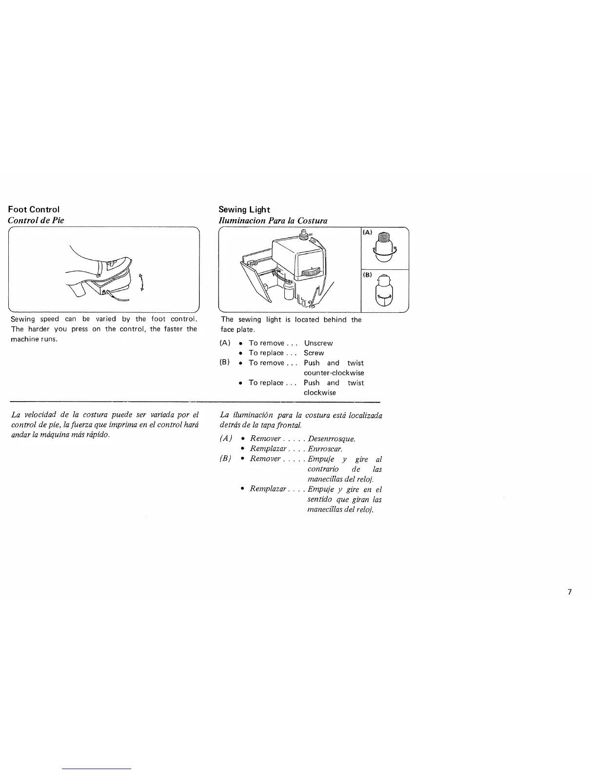 Janome L-392 - Foot Control and Sewing Light