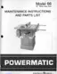 Preview: Maintenance Instructions And Parts List