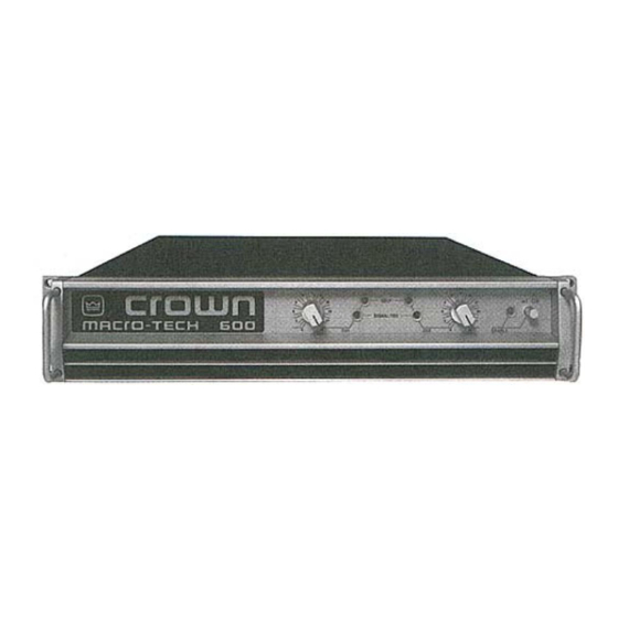 Crown Macro-Tech MA-600 - User Manual
