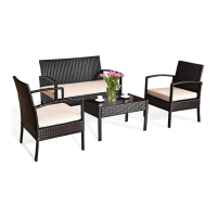 Preview: Patio Cream Rattan Sofa Set HW63215