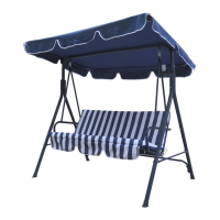 Preview: Outdoor 3-Seat Striped Patio Swing with Canopy